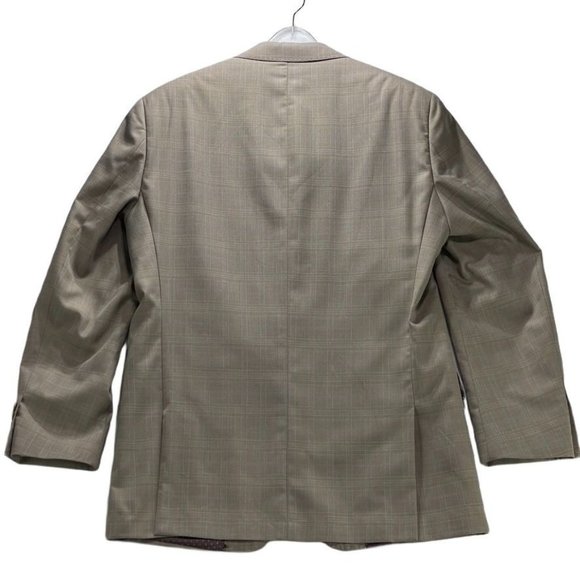 EARVIN MAGIC JOHNSON Suit Italian Styled Taupe Plaid 3 Button Mens Size 40L 34W - Picture 5 of 16